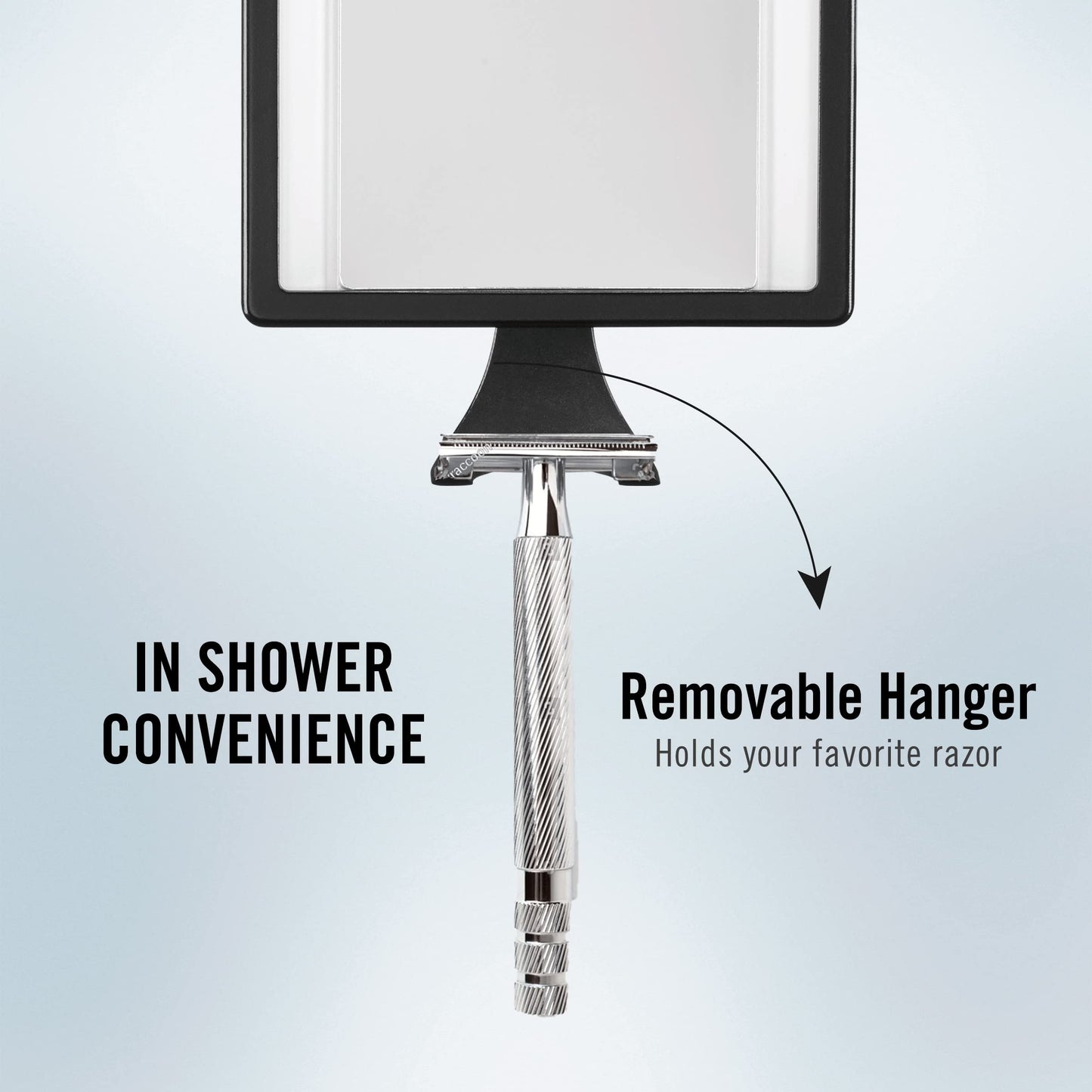 ConairMan Lighted Mirror, Fogless Mirror for Shower with 2X Magnification, Shower Mirror Fogless for Shaving, Battery Operated in Glossy Black, 7.3"L x 5"W