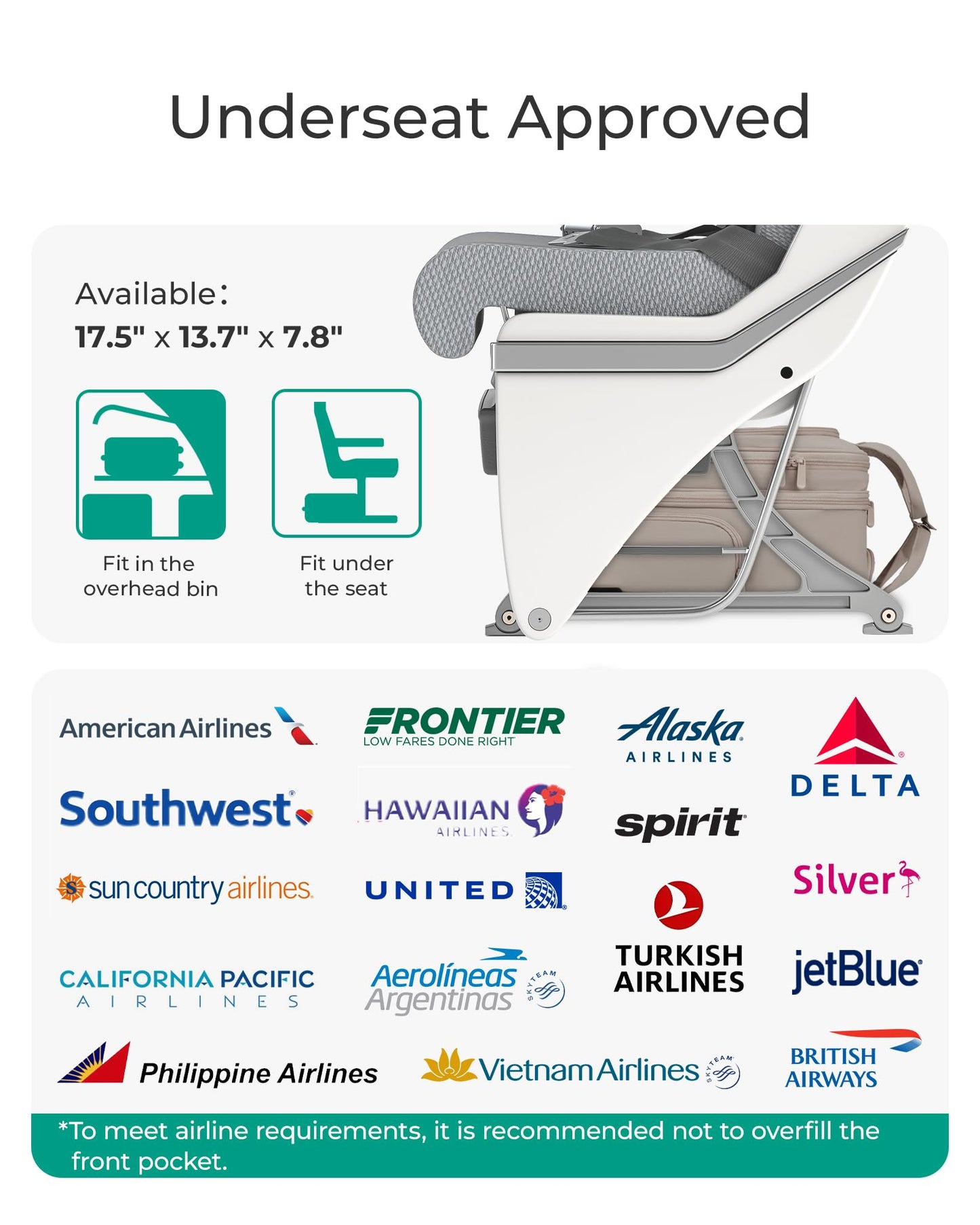 BAGSMART Small Underseat Carry on Luggage with Wheels, 16 inch Small Under Seat Luggage, Lightweight Travel Suitcase for Women, Classic
