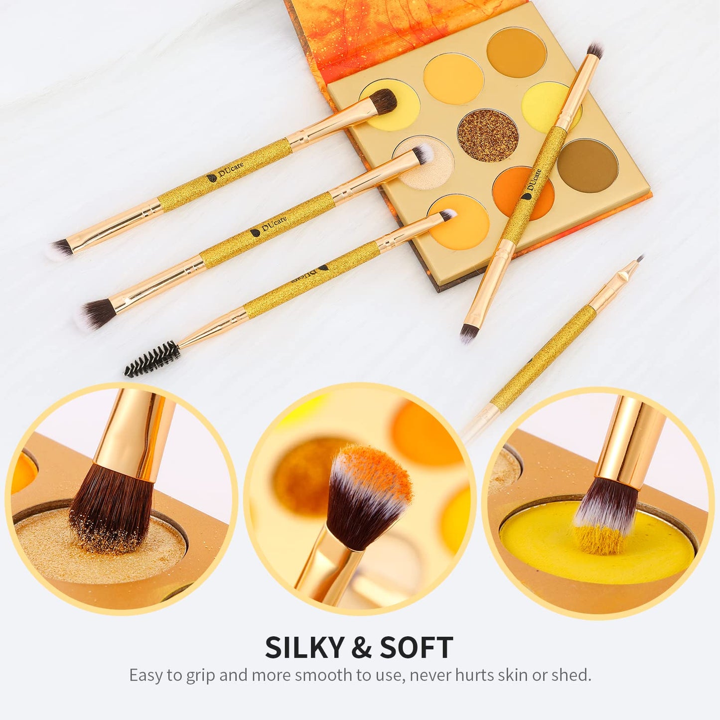 DUcare Eyeshadow Brushes 5pcs Double Sided Eyebrow Brush Makeup Brushes with Soft Synthetic Hairs Double Ended Eyeshadow Brush Set for Eyeshadow, Eyebrow, Eyeliner, Blending