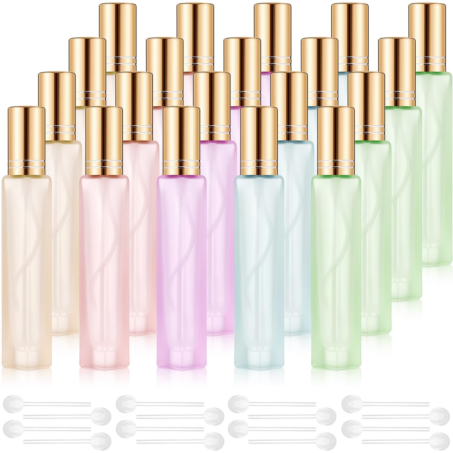 Domensi 20 Pcs 10/15/20/30 ml Perfume Travel Refillable Glass Bottles Spray Bottle Perfume Atomizer for Cologne Dispenser Leak-proof Fragrance Bottles Atomizer Pump Kit (10 ml,Folral Color)