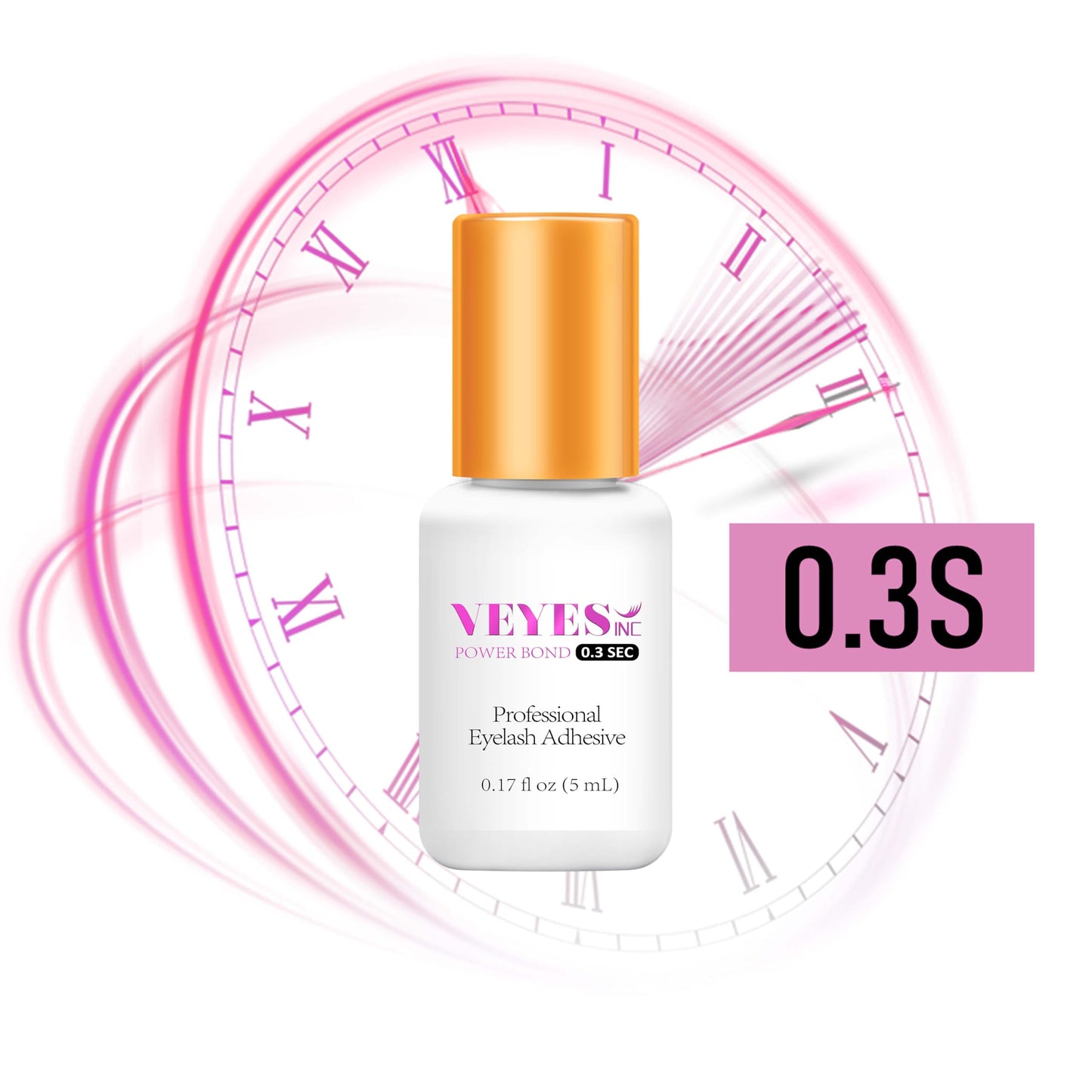 VEYES INC Eyelash Extension Glue 0.3 Sec Drying Up to 8 Weeks Retention Black Lash Adhesive Salon Use for Lash Tech 0.17 fl.oz / 5ml