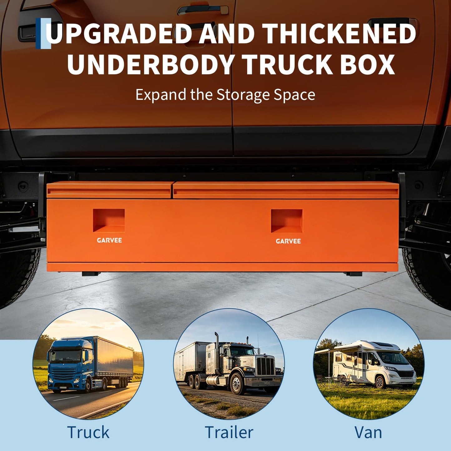 GarveeTech 48 Inch Truck Bed Tool Box, Heavy Duty Steel Truck Tool Box w/t-Handle Latch for Pickup Truck, Utility Tractor, RV, Waterproof Tool Chest for Storage & Organization, 48 × 16× 14 inch