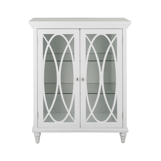 Teamson Home Florence 26 in. x 32 in. 2-Door Freestanding Wooden Floor Cabinet with Adjustable Shelves for Storage Solutions in Bathrooms, Kitchens, Laundry Rooms, Home Offices, White