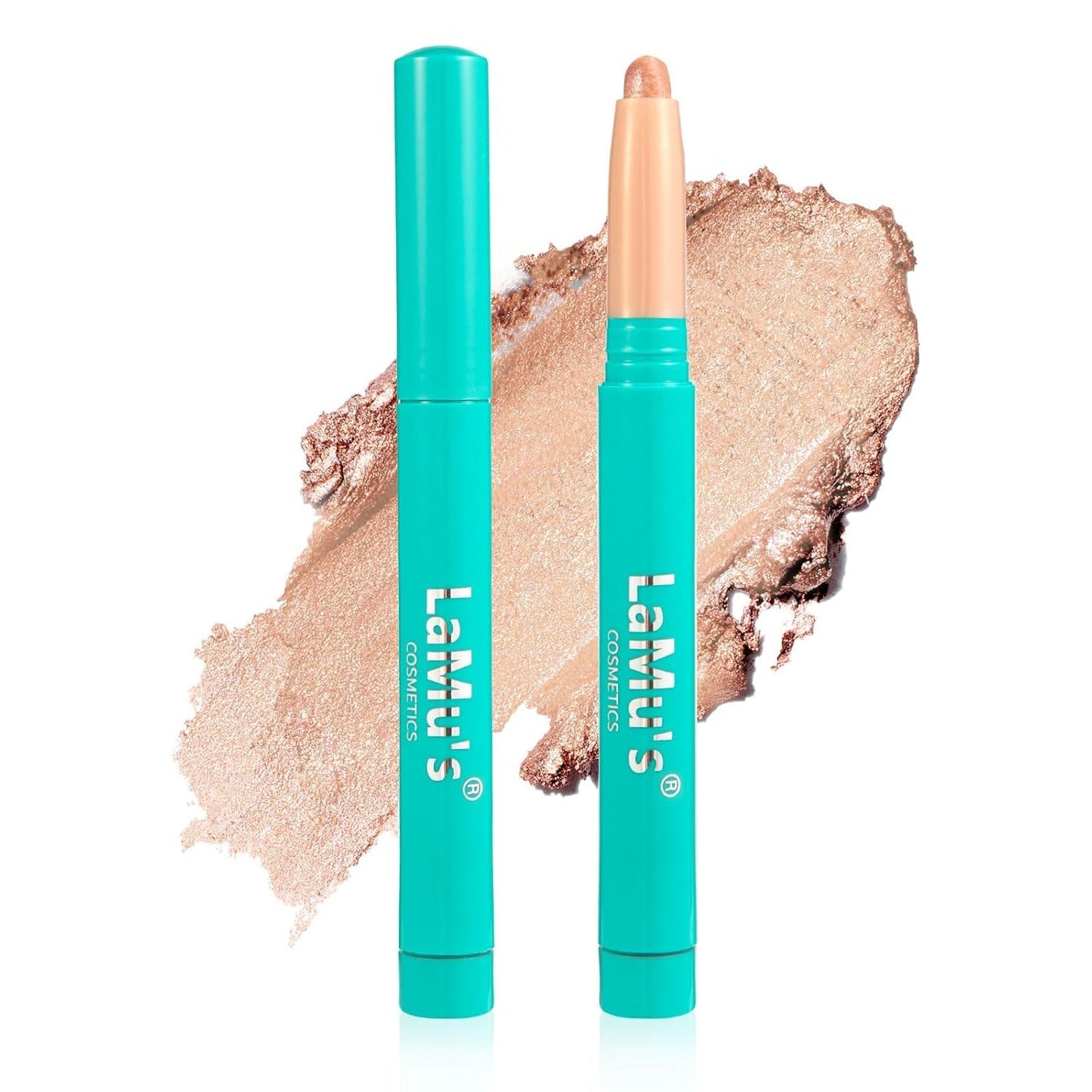 LaMu'S COSMETICS 2 Pack Eyeshadow Stick, Eye Brightener Eye Shadow Stick Waterproof Long Lasting Glitter Highlighter Eye Liner Pencil (2 Champagne)