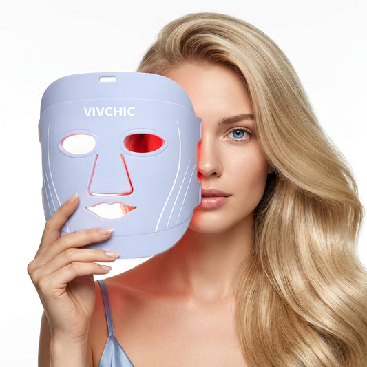 VIVCHIC LED Face Mask, FDA Cleared Red Light Therapy for At-Home Anti Aging