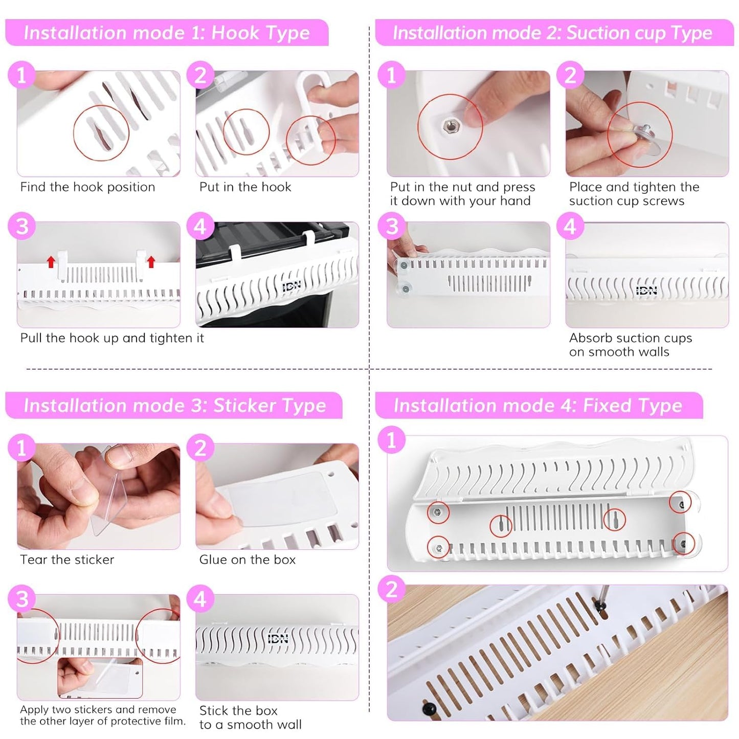 IDN BEAUTY Hair Extension Holder Stand for Styling, 4 Installation Modes With Tool, Hair Extension Holder Designed to Securely Hold Your Extensions for Washing, Styling, Packing and Storing (rose)