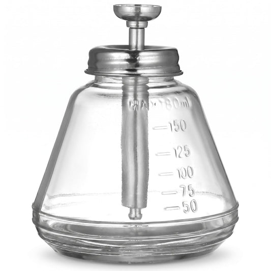ibasenice Glass Push Down Pump Dispenser Bottle 6 Oz / 180 ml Diamond Shape Leakproof Press Bottle for Alcohol, Makeup, Lotion, Other Liquids Clear Refillable Empty Container with Cap