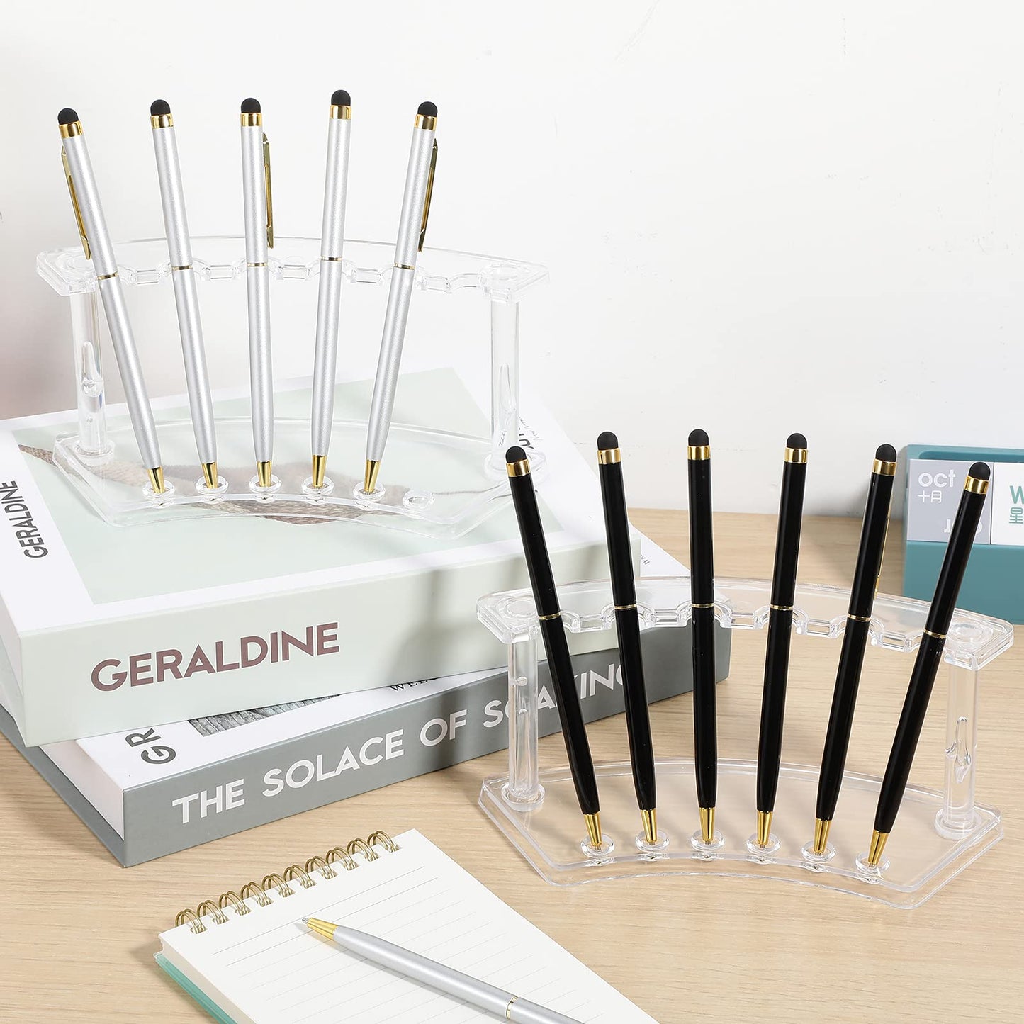 Chinco 6 Pieces Plastic Pen Holder Clear Display Stand 6-slots Display Stand Eyebrow Pen Makeup Brush Rack Organizer for Back to School Office Home Supplies, Vertical
