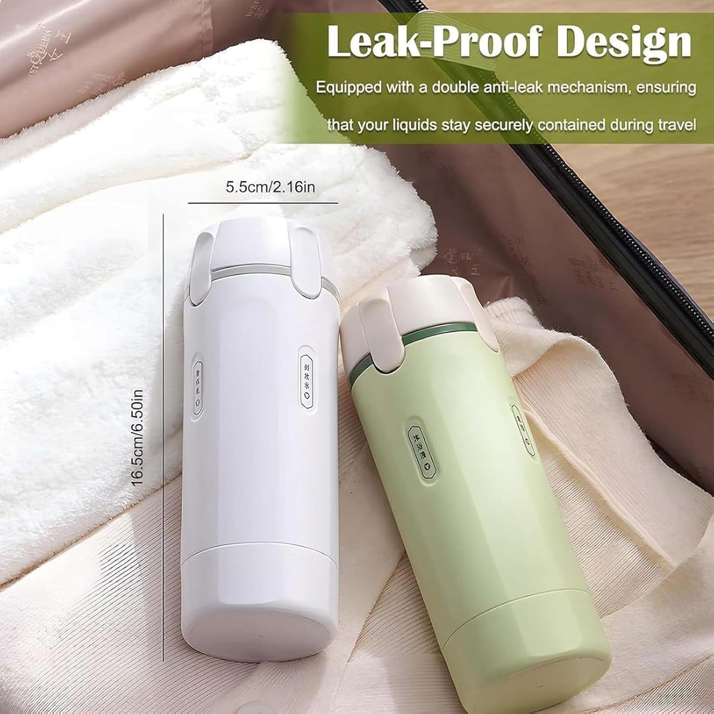 folalife 4 in 1 Travel Dispenser Set with 4 Pack 30ML Leak Proof Bottles for Toiletries, Portable Containers for Shampoo Lotion Conditioner Cream (Green)