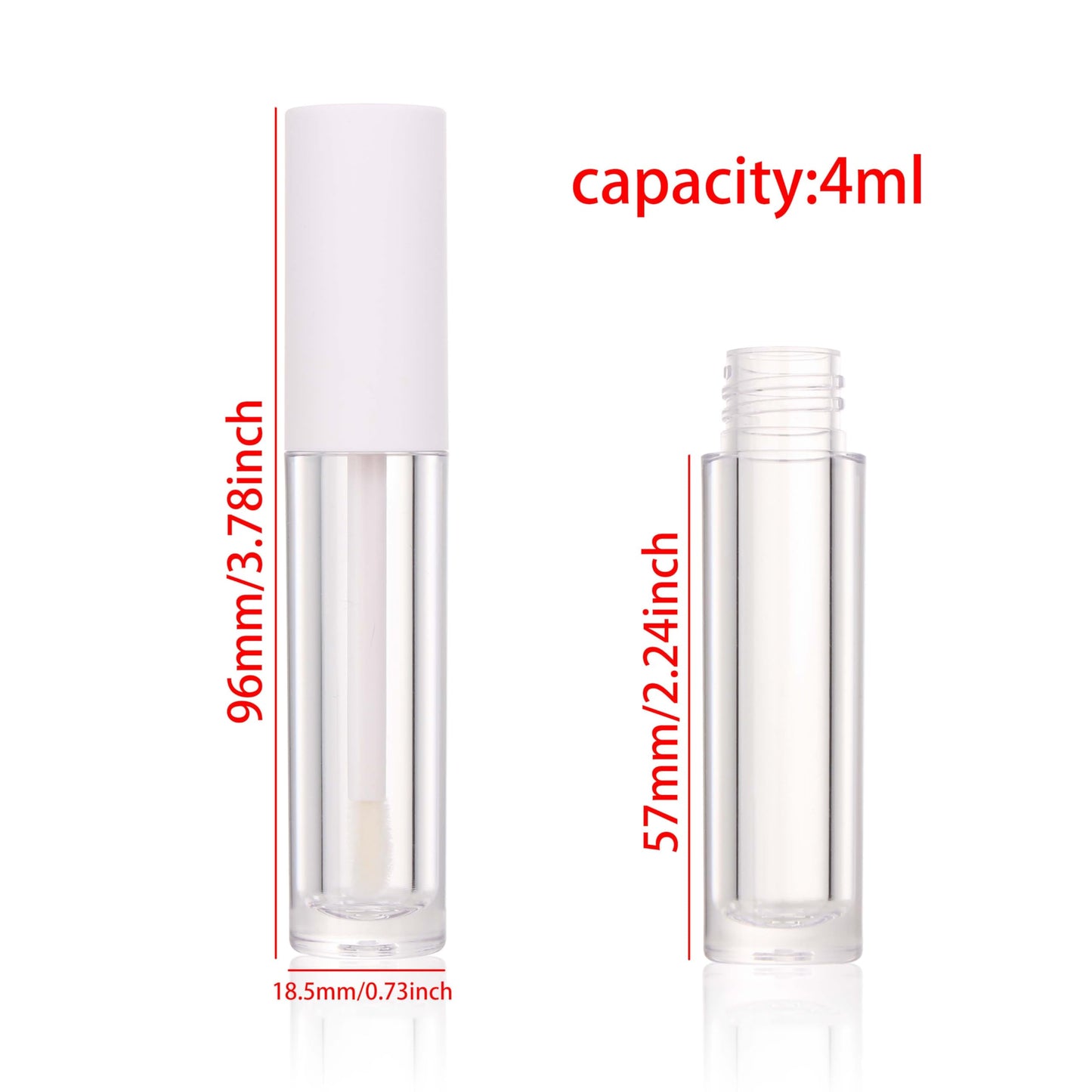 COSIDEA 26pcs 4ml Round empty lip gloss tubes bulk with wand white lipgloss bottle containers round