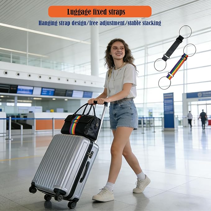 Multi Use Strong Adjustable Luggage Connector Straps， Elastic Adjustable Luggage Strap, Multifunctional Elastic Luggage Strap with Buckle, Convenient to Carry, Easy to Travel (colorful-5PCS)