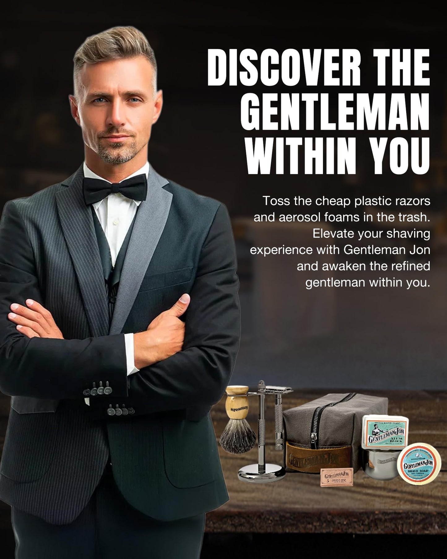 Gentleman Jon Supreme Shaving Collection - Deluxe Safety Razor Shaving Kit & Extra 50-Pack Platinum Double Edge Razor Blades - Extensive Wet Shave Set for Men - Superior Comfort and Smooth Shaves