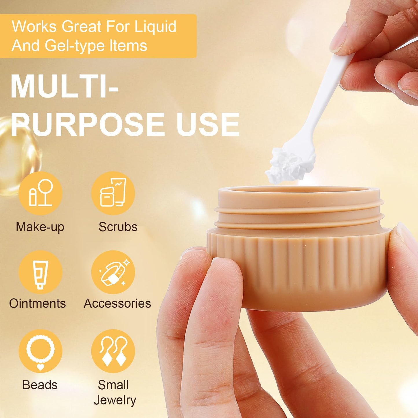 KOUWICH 1.7/1/0.5oz Refillable Cosmetic Moisturizer Airless Pump Jar 3 Pack Bottles Travel TSA Size for Cream, Gels and Lotion with 2 Silicone Cream Jars BPA-Free