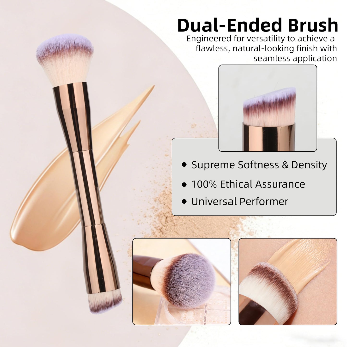 24 Pcs Double-End Multi-functional Makeup Brushes with Gift Box for Blending Liquid Powder Concealer Cream Blush, Coffee Brown