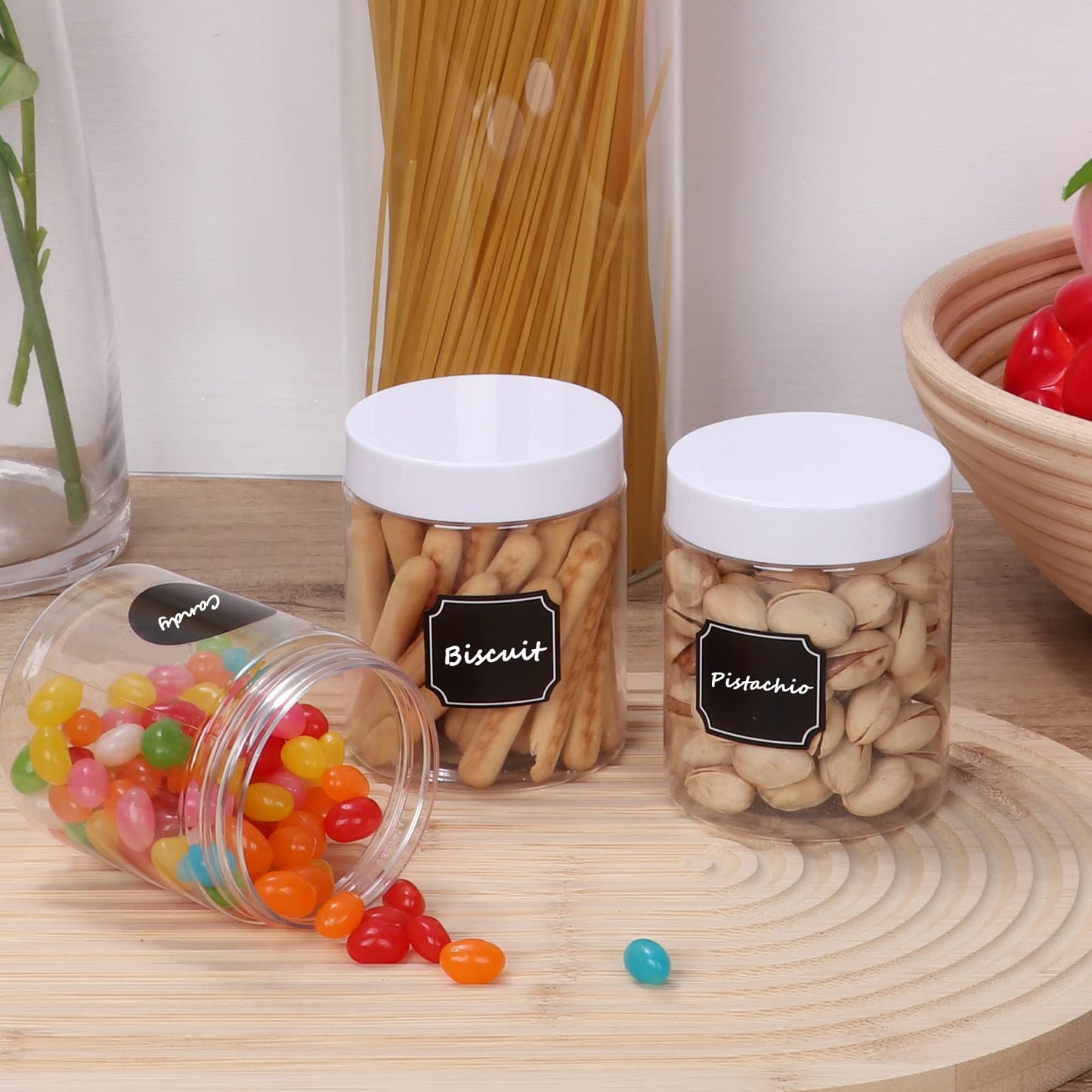 8 oz Plastic Jars with White Lid,36 Pack Refillable Food Jars | Canisters with Screw Lids,Clear Empty Slime Containers for Kitchen Food Storage,Cosmetic,Art Crtafts