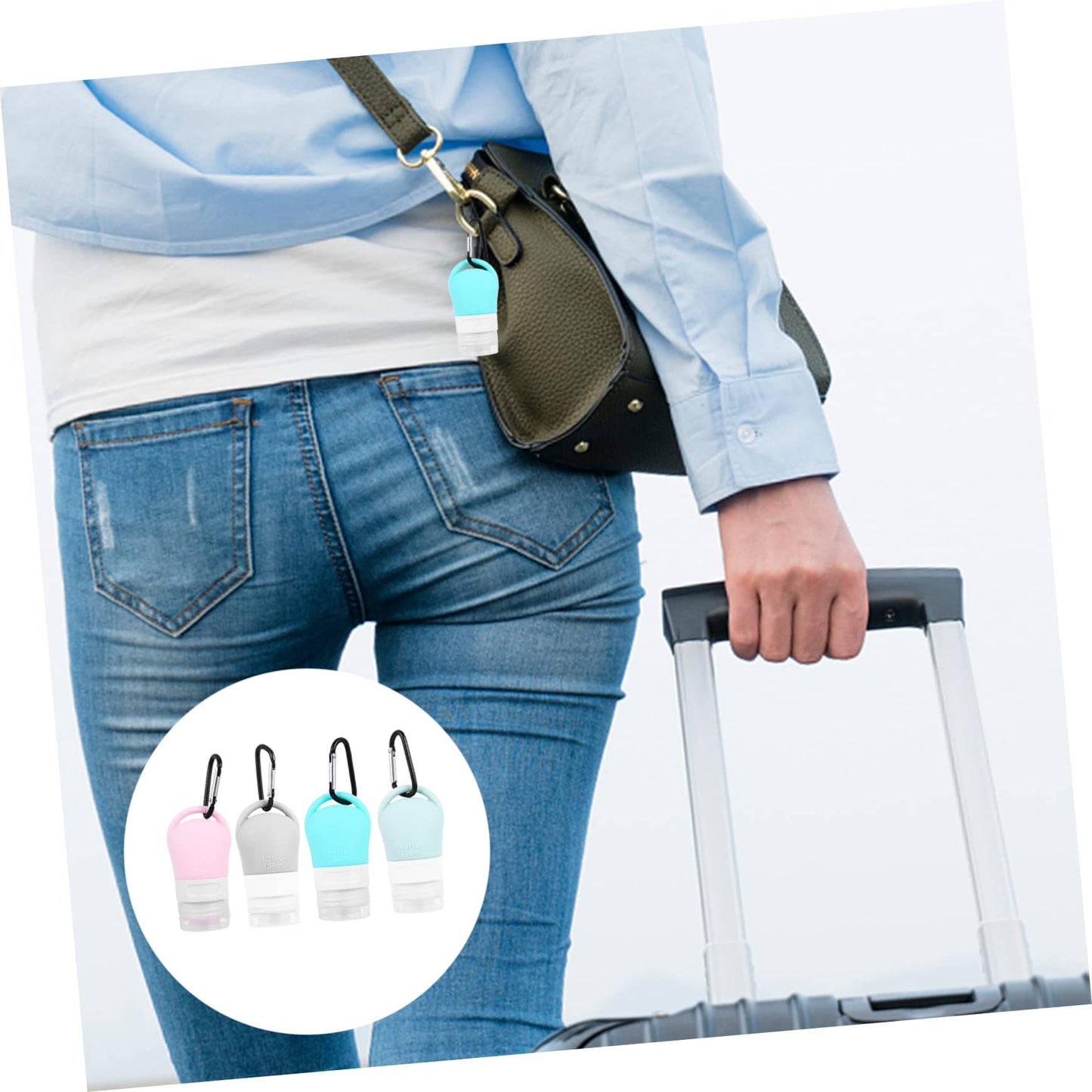 YARNOW 4pcs Packaging Silicone Storage Bottle Mini Plastic Containers Silicone Keychain Mini Travel Bottles Refillable Keychain Bottle Lotion Bottles with Hook Travel Bottle Holder Liquid