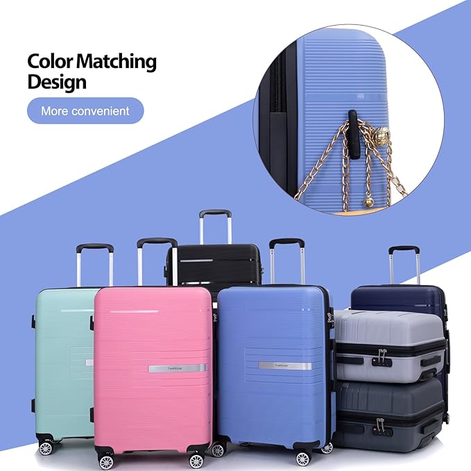 Travelhouse Luggage Sets, Expandable Hardside Suitcases 24in/28in, Carry on 20in,3 Piece Set Travel Luggages Clearance with Double Spinner Wheels TSA Lock Lightweight (Light Blue-1206)