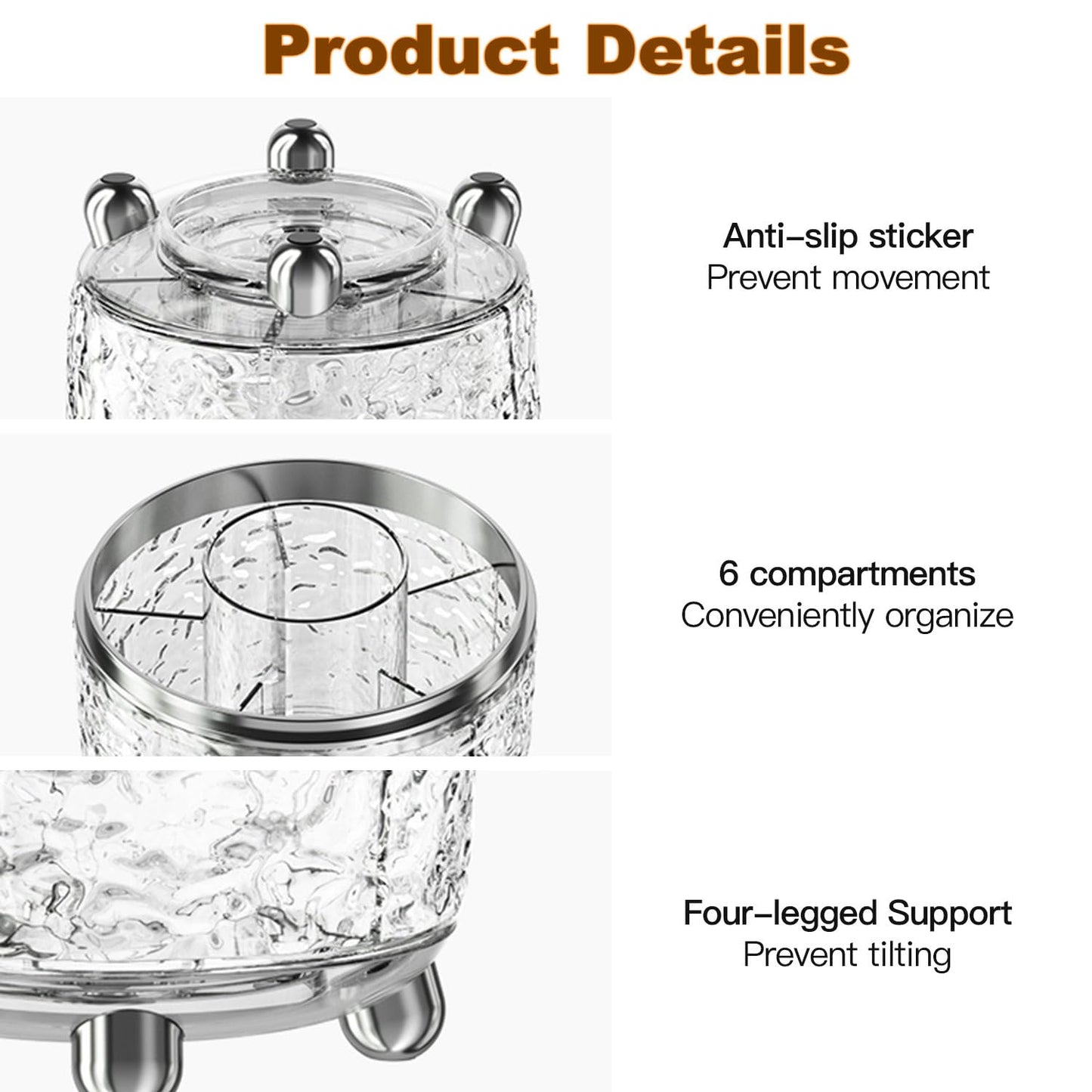 CHIRISEN 360 Rotating Makeup Brush Holder with Lid Dustproof Spinning Brush Storage for Bathroom Countertop, Cosmetic Tools Organizer with Cover for Vanity (Gray)