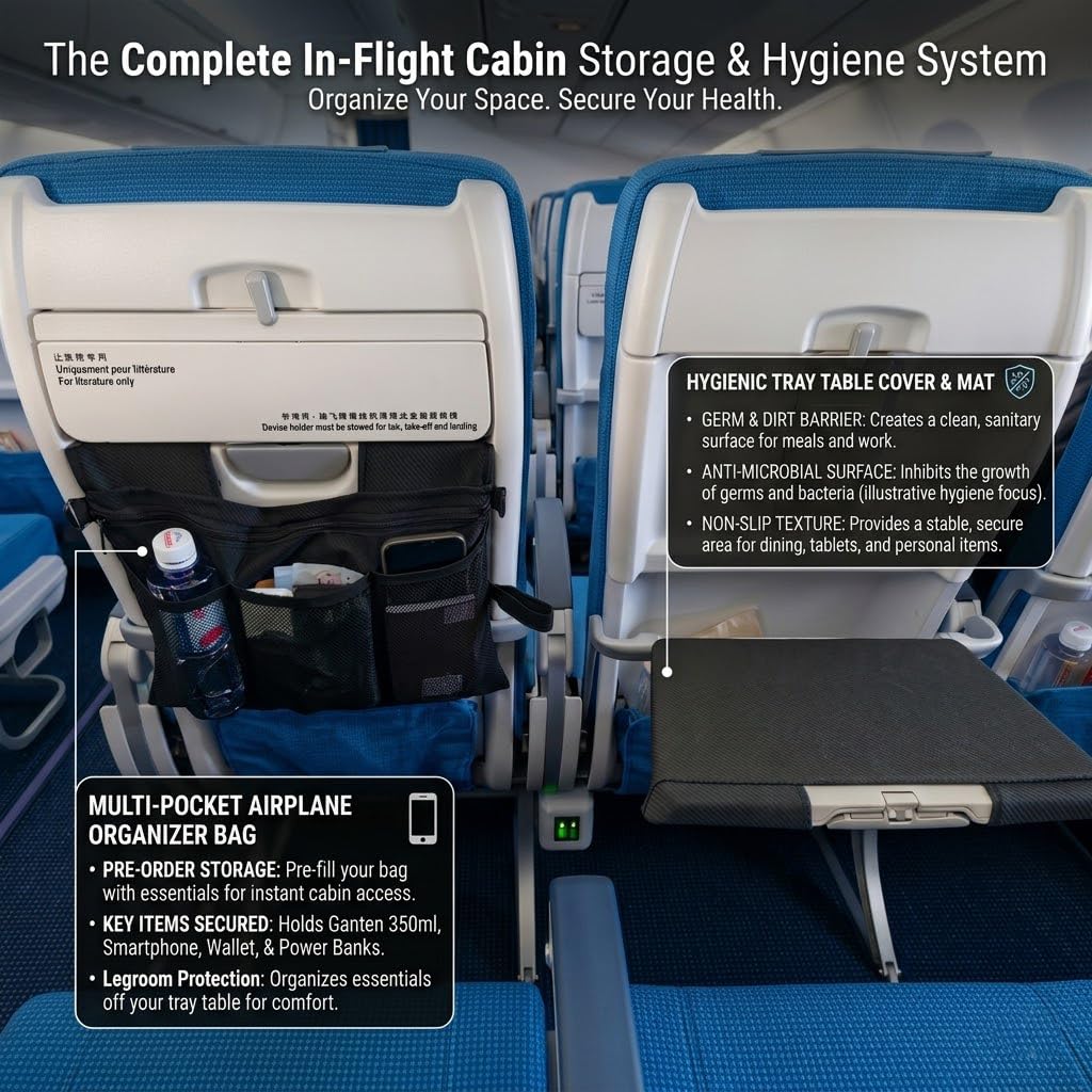 Febambu bine Airplane Seat Storage Organizer Tray Cover Crossbody Bag