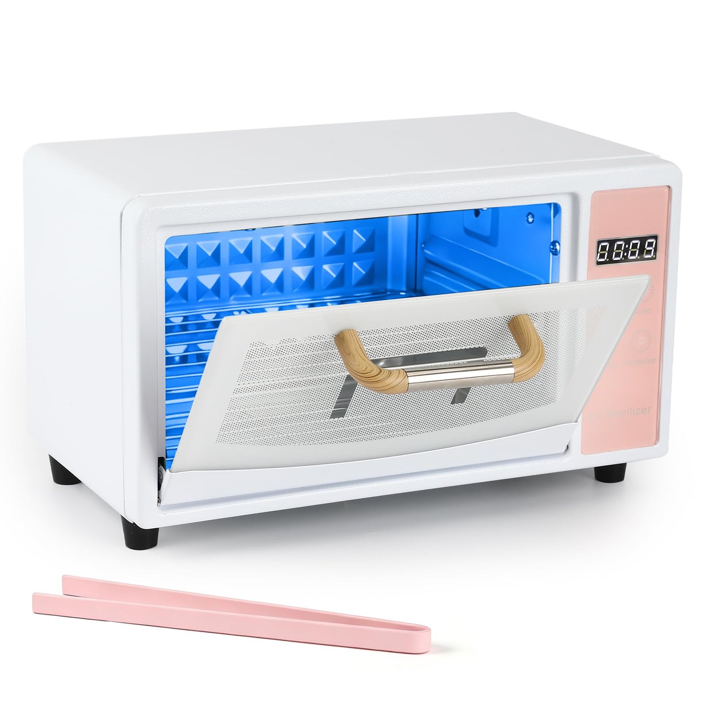heemeei Nail Tool Sterilizer, 10L Double-layer Large Sterilizer for Nail Tools, Multi-Functional Manicure Tool Cleaner Cabinet with Timer Setting for Home Use, Barbers, Beauty Salons, and Spas(Pink)