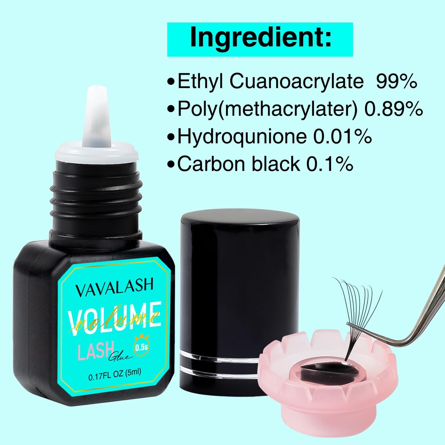 VAVALASH Eyelash Extension Glue Lash Extension Adhesive 0.5-1 Sec Drying Time Retention 9 Weeks Maximum Bond Lash Glue Long Lasting Black Lash Adhesive Professional Lash Artist Use Only (Volume,5ml)