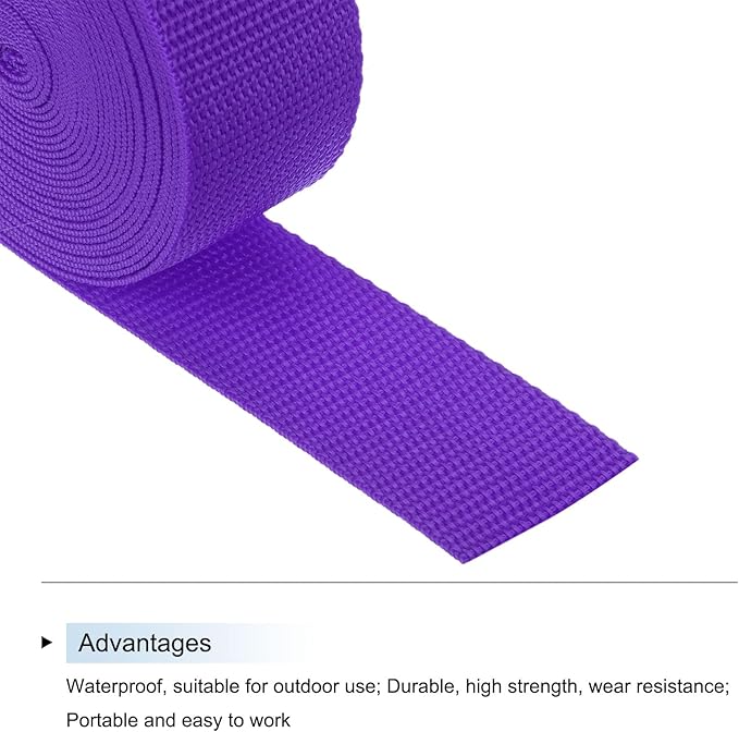 MECCANIXITY Lightweight Polypropylene Webbing Strap 1 1/2" 5 Yard Backpack Strapping Band Dark Purple for Outdoor Luggage Cargo Straps