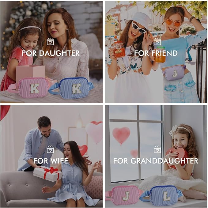 YOOLIFE Christmas Gifts for Girls Kids | Birthday Gifts for 3 4 5 6 7 8 9 10 11 12 13 Year Old Girl | Initial Fanny Pack Belt Bag Purse | Stocking Stuffers for Girls Teen Daughter Sister | Blue S