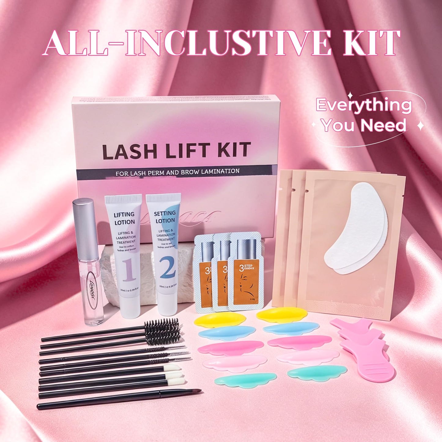 Lomansa Korean Lash Lift Kit, Eyelash Lift Kit for Long-Lasting Curl, 2 Step Tube Lotion with Natural Lifting Salon Quality