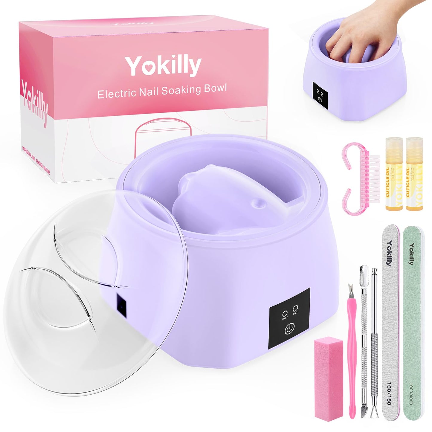 Yokilly Nail Soaking Bowl Heated: 50% Faster Nail Soak off Bowl for Women Nail Beginner - Electric Manicure Nail Bowl for Home Salon（Purple)
