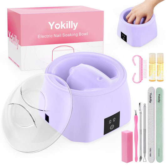 Yokilly Nail Soaking Bowl Heated: 50% Faster Nail Soak off Bowl for Women Nail Beginner - Electric Manicure Nail Bowl for Home Salon（Purple)
