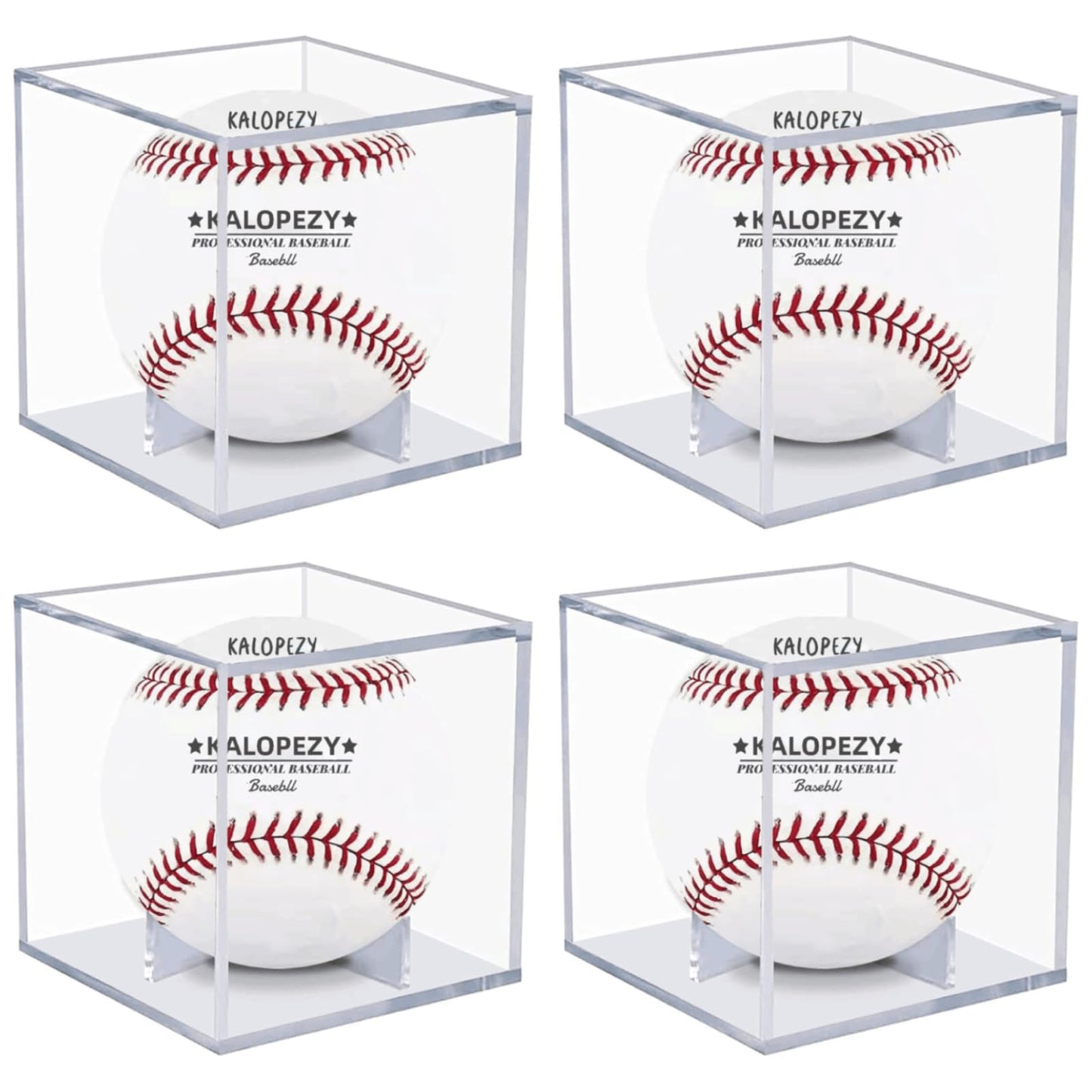 4 Pack Baseball Display Case, UV Protected Acrylic Boxes for Display,Clear Display Case Baseball Cube Memorabilia Showcase Autograph Ball Protector - for Official Size Ball