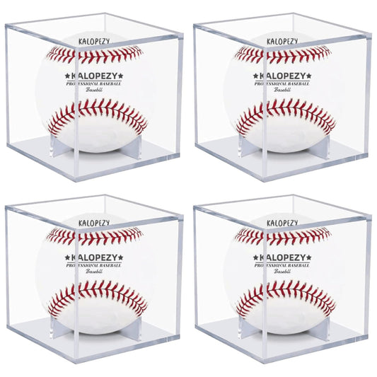 4 Pack Baseball Display Case, UV Protected Acrylic Boxes for Display,Clear Display Case Baseball Cube Memorabilia Showcase Autograph Ball Protector - for Official Size Ball