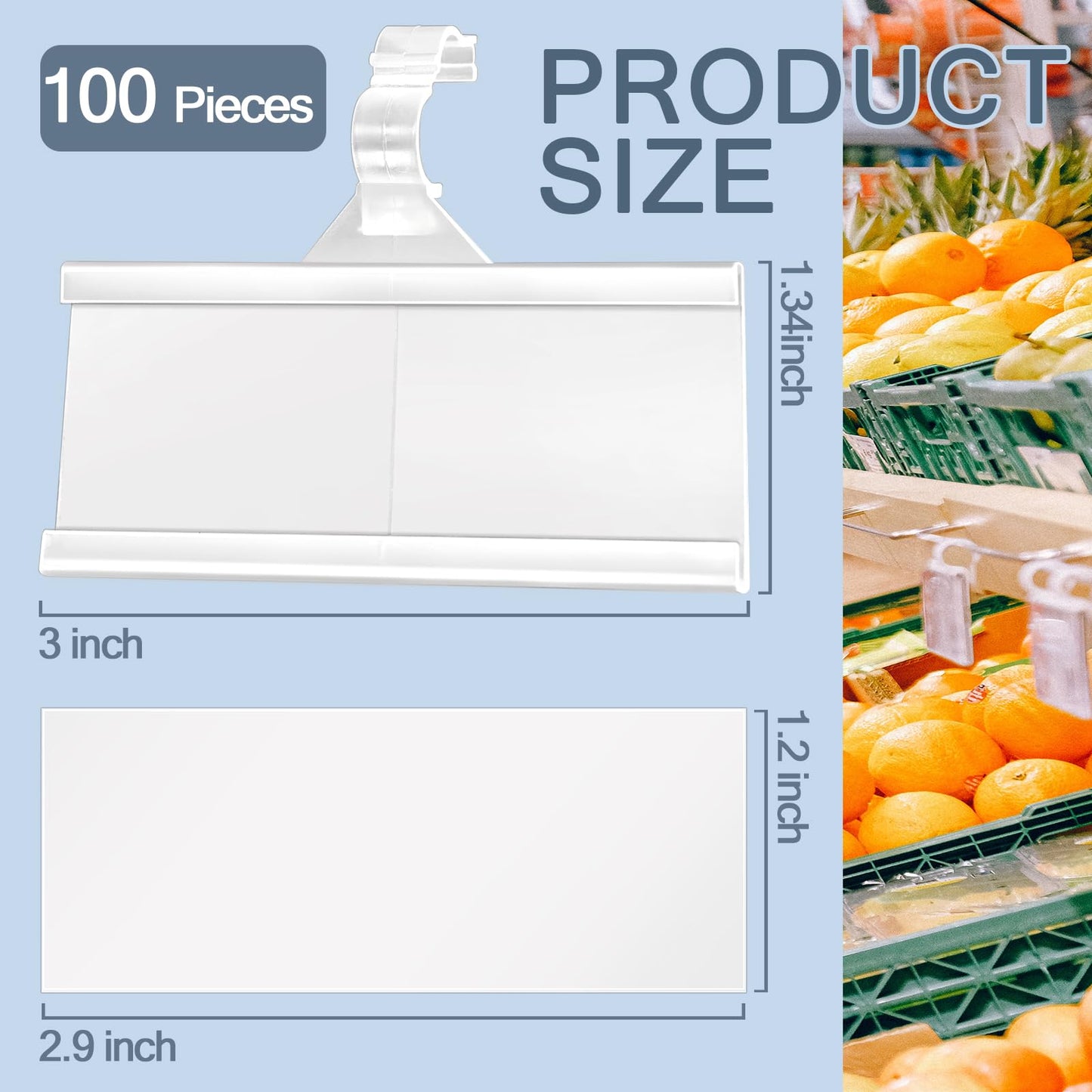 Fansunta 100 Pieces Plastic Wire Shelf Label Holders, Reusable Price Label Holder with locks, Label Display Holder for Retail Supermarket Department Store(3'' x 1.4'')