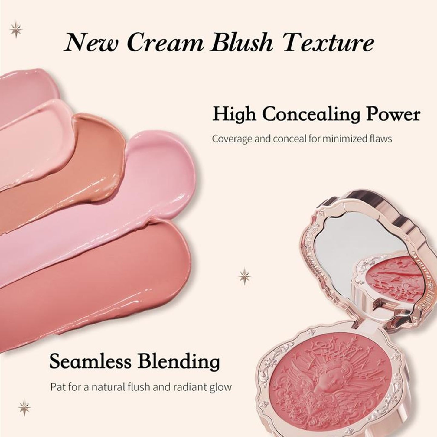 Flower Knows Little Angel Cream Blush and Butterfly Cloud Collar Glossy Lipstick Set,Buildable & Blendable Dewy Makeup,Soft Long-Lasting Cute Make Up(Blush 04 Rose Ashes + Lipstick C08 Sunset Clouds)