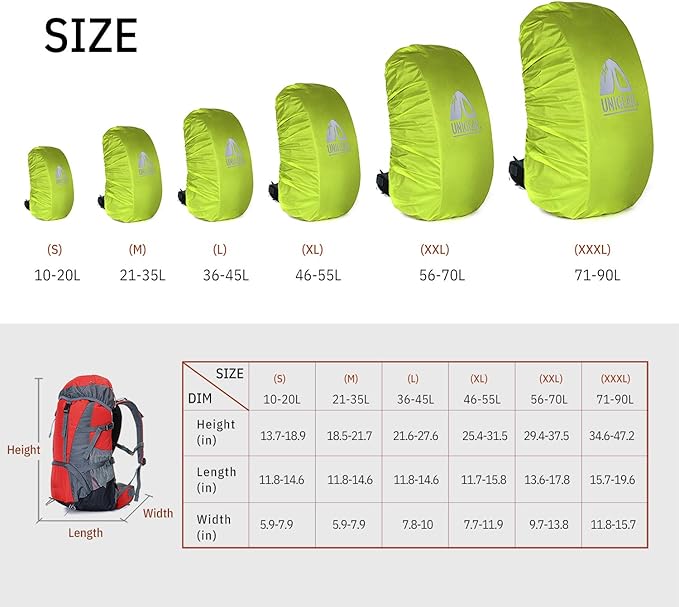 Unigear Backpack Rain Cover Waterproof Rating 5000mm Ultraportable and Durable with 2 Anti-Slip Buckle Strap, Integrated Carry Pouch Design (Green, Meidum)