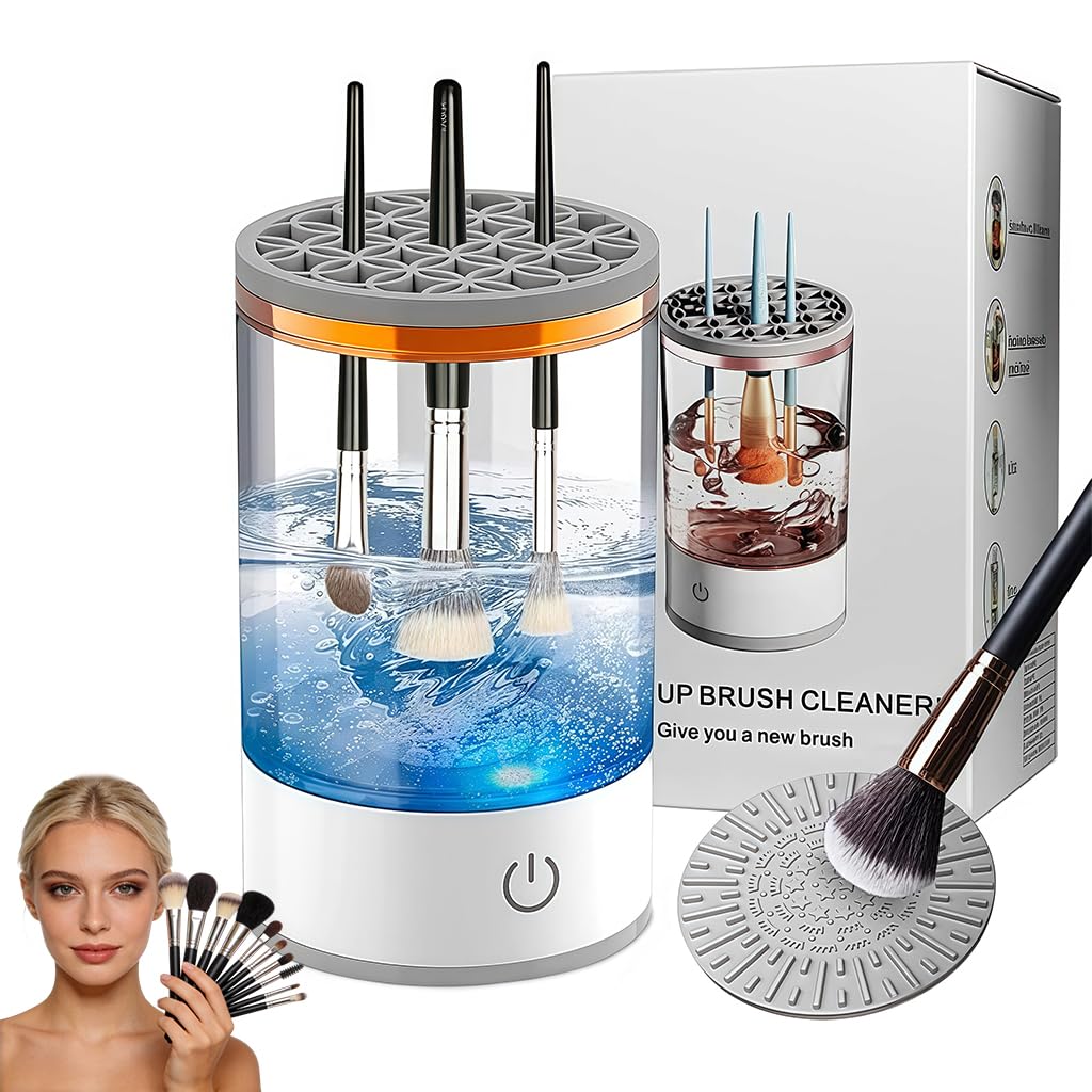 3 In 1 Electric Makeup Brush Cleaner Machine,Automatic Makeup Brush Cleaner Electric,Cleaning Tool,Cosmetic Brushes Cleaners,For Deep Cleaning (White)