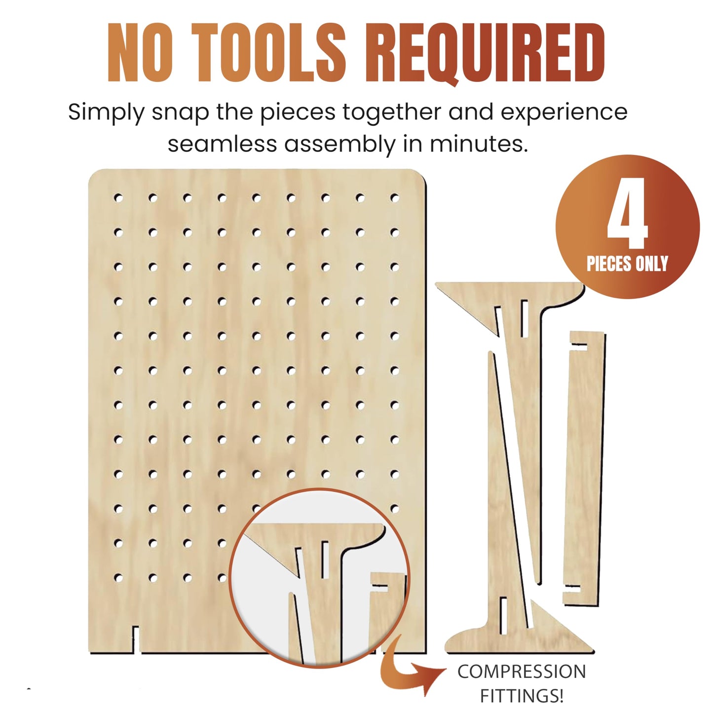 Torched Pegboard Display Stand for Jewelry, Craft Shows, Selling, Vendor Events, Tools, Peg Board Accessories Rack Organizer, Large 9.75" L x 4.3" W x 14" H, Natural…
