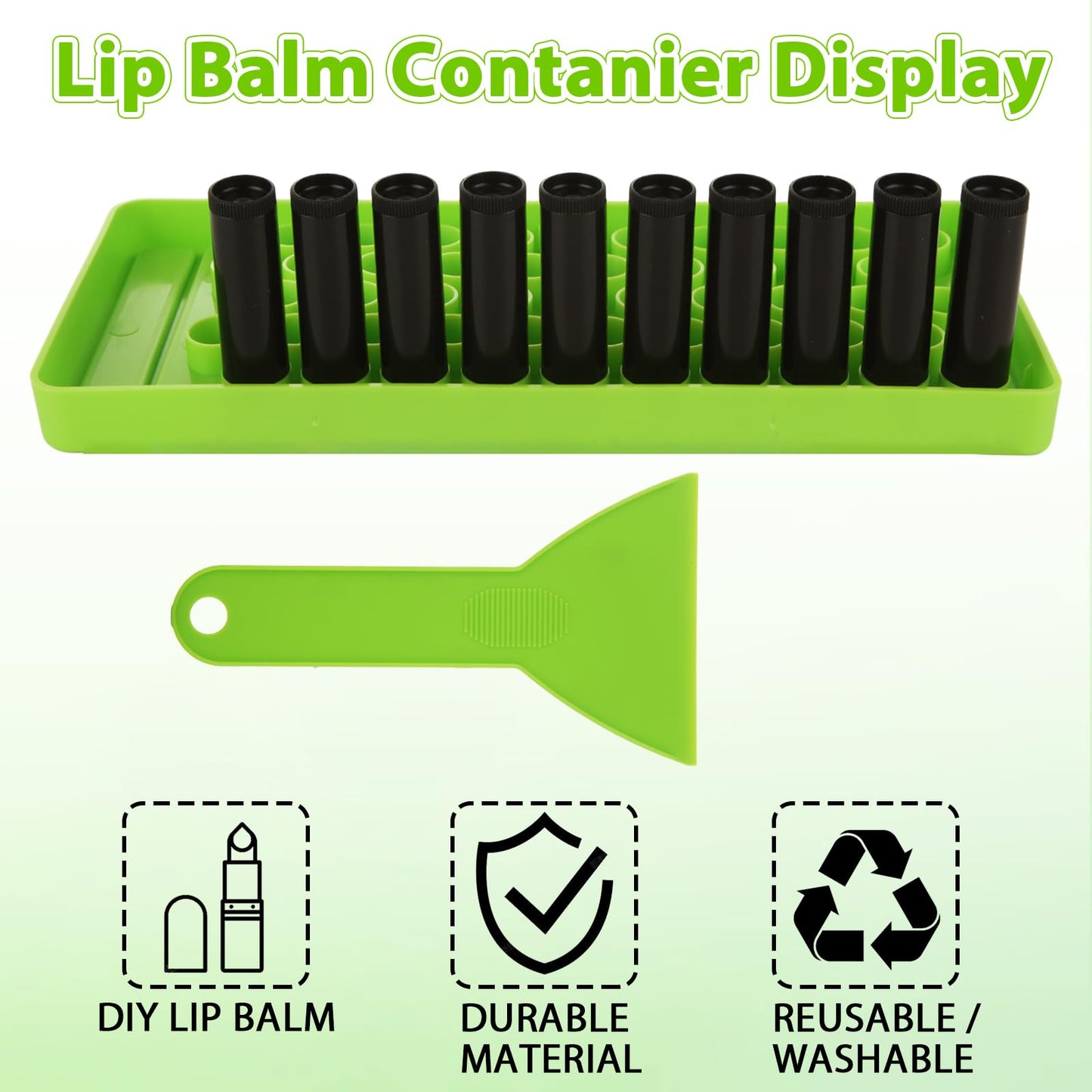 LANIAKEA 150PCS Lip Balm Tubes with Filling Tray and Spatula Set, Black Lip Balm Containers with Black Caps, Empty Chapstick Tubes Bulk for DIY Lipstick Homemade 3/16 Oz (5.5 ml)