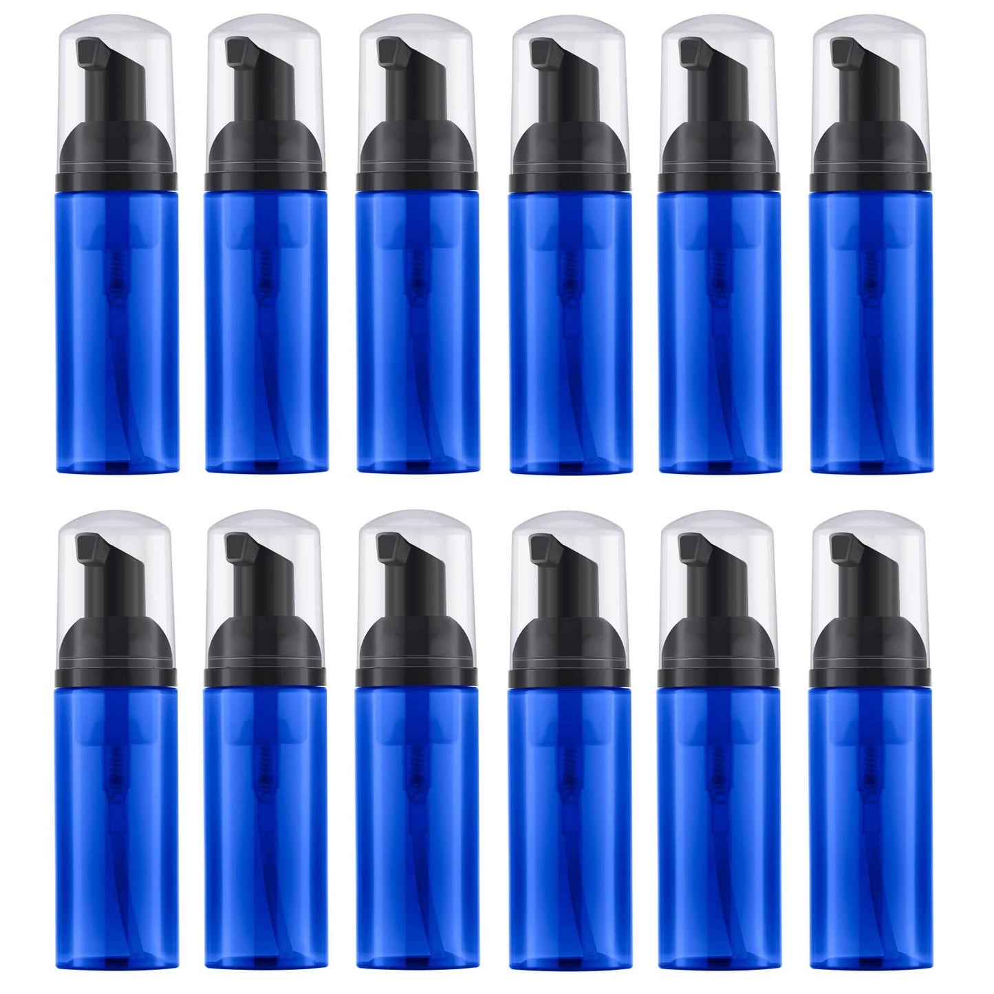 IRON BILL 2 Oz Empty Foam Pump Bottle (12PCS) Travel Foaming Soap Dispenser for Hand Soap, Lash Shampoo Cleanser (Blue)