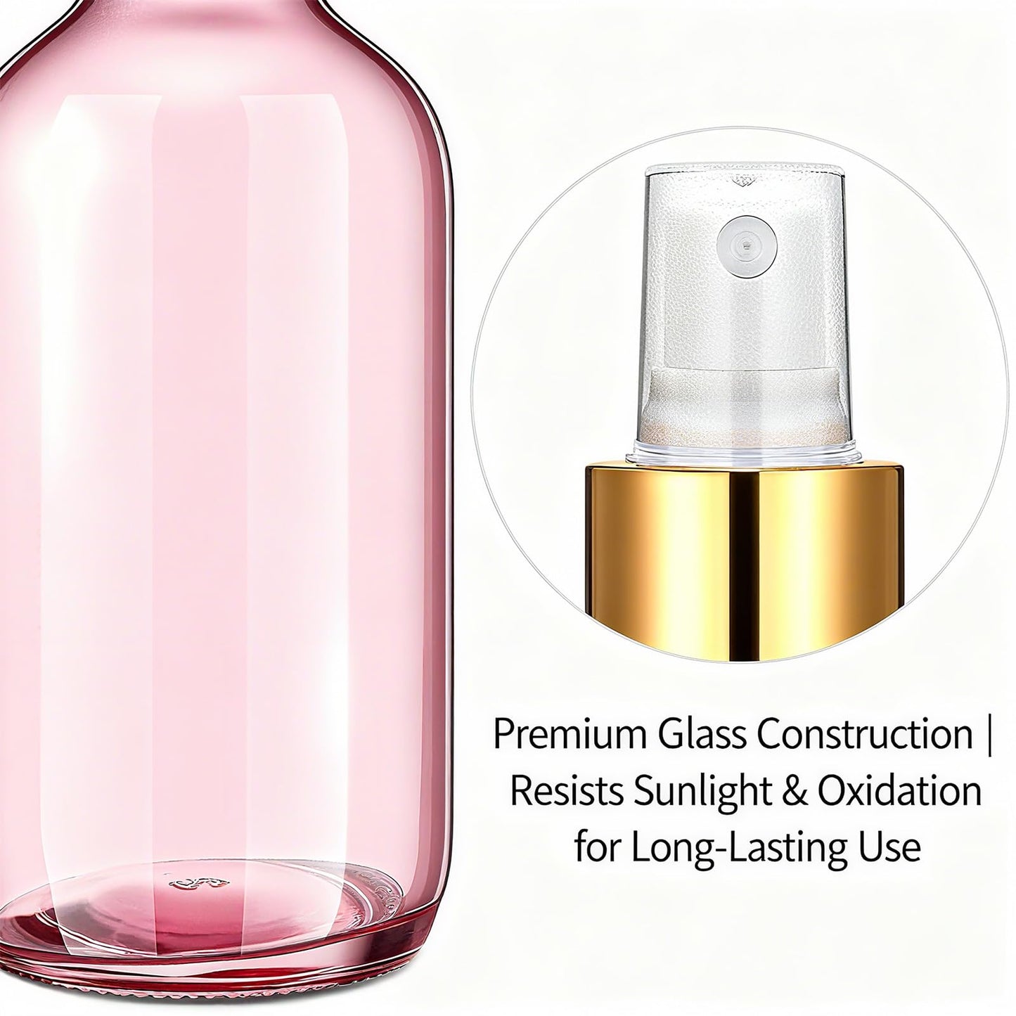 Nyuemystery 54 Pack 4 oz Small Glass Spray Bottles, Pink Refillable Fine Mist Bottles for Essential Oils, Cleaning Solutions, Perfume, Travel Size Liquid Containers