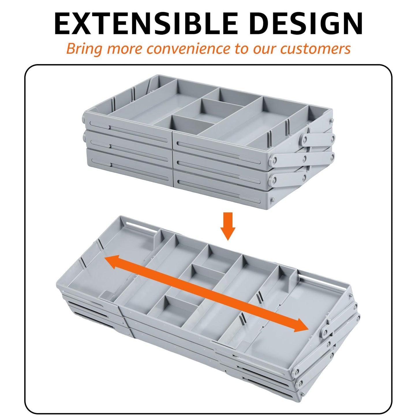2/3 Tier Drawer Organizer Collapsible Drawer Organizer Tray, Expandable Junk Drawer Organizer, Multi Level Dresser Drawer Organizers Adjustable Storage Trays for Makeup, Jewelry (Single Row 3 Tiers)
