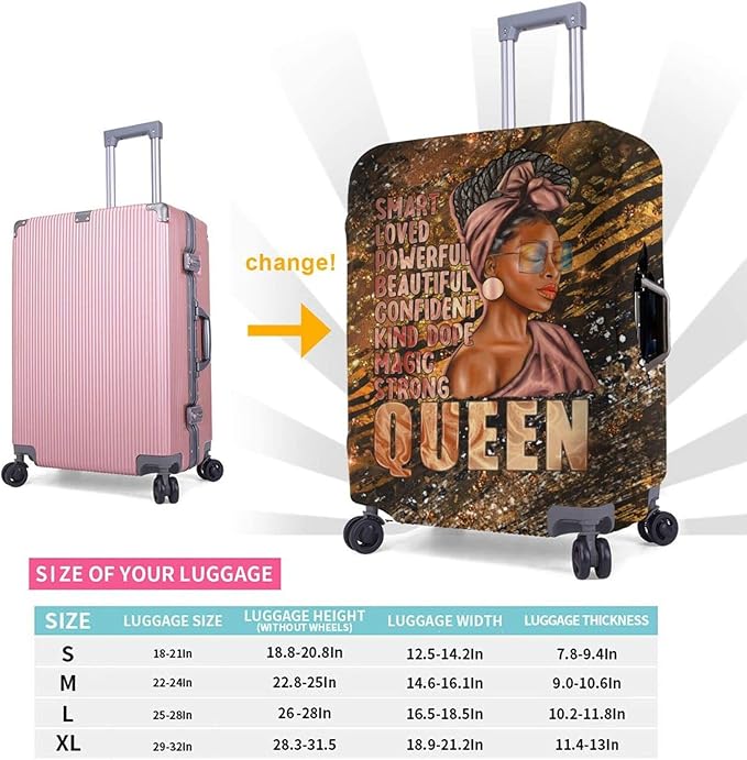 Travel Suitcase Protector African American Girl Elastic Protective Washable Luggage Cover With Concealed Zipper Suitable For 18-32 Inch (L (for 25--28 inch luggage))