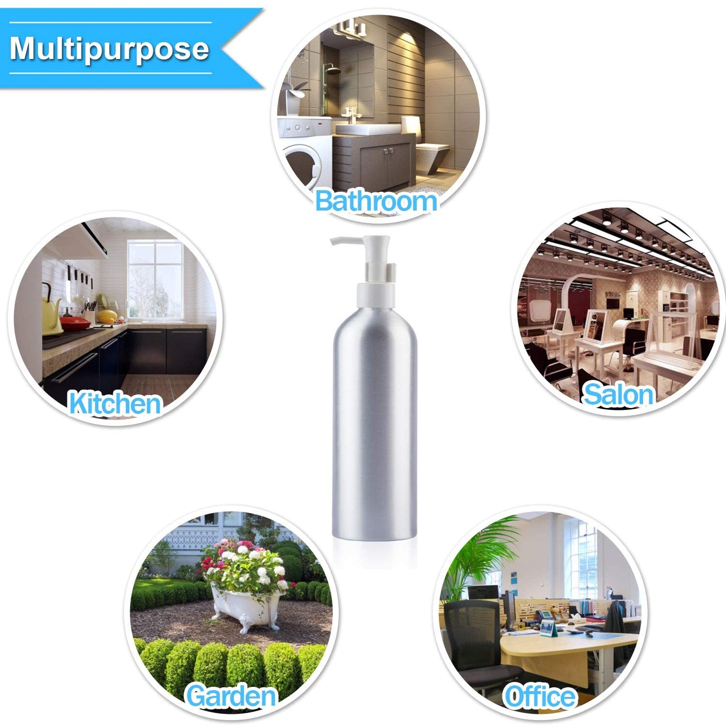 Pump Bottles Aluminum 500ml/16.9oz Metal Lotion Pump Bottle Refillable Soap Dispenser Shampoo Bottle with Lock for Hand Sanitizer Bath Gel Cream (2 Pack)