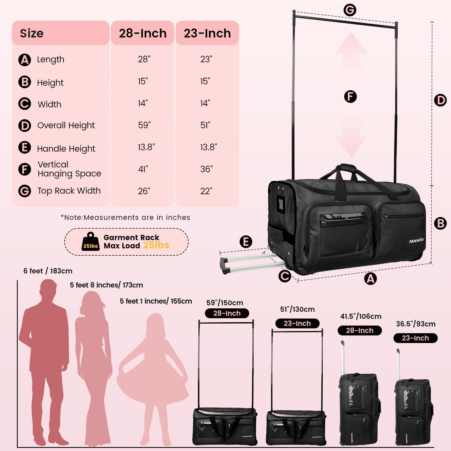Fanwoli 23" Dance Bag with Rack and Dressing Room | Ultra-Light Collection | 360 Privacy Curtain | Ideal Competition Duffle Bag for Dancer Cheerleader Little Princess (Including Curtain)