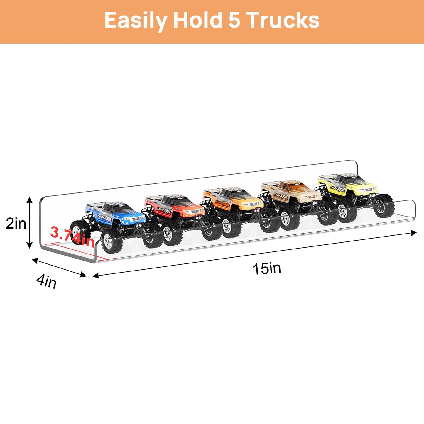 upsimples 14 Pack Acrylic Shelves Wall Organizer and Storage, 15" Display Shelf for Figure, Toy Cars, Perfume, Kids Bookshelf for Bedroom, Nursery, Craft Room, Clear