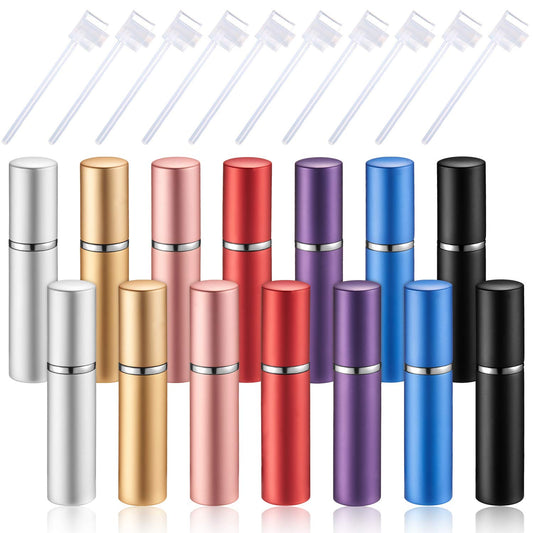 Boao 14 Pcs 5 ml Perfume Travel Refillable Atomizer Multicolor Mini Fragrance Sample Cologne Dispenser Glass Lined Portable with Refill Pump Perfume Spray Bottle for Women Men Outgoing Traveling