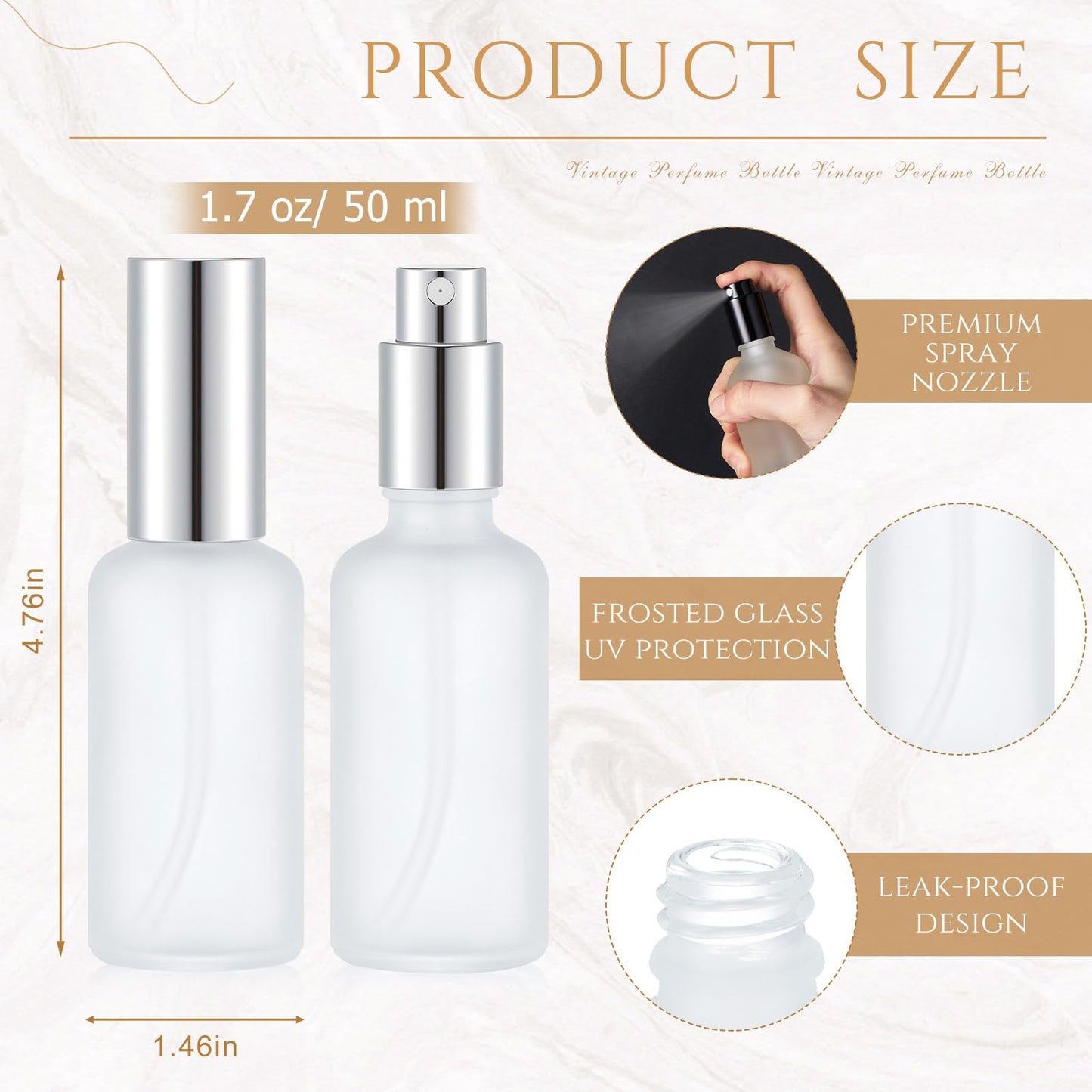 Roshtia 30 Pcs Glass Spray Bottle Clear Empty Bottles Small Refillable Reusable Perfume Bottle with Fine Mist Sprayer Pump for Face Body Travel(1.69 oz,Silver)