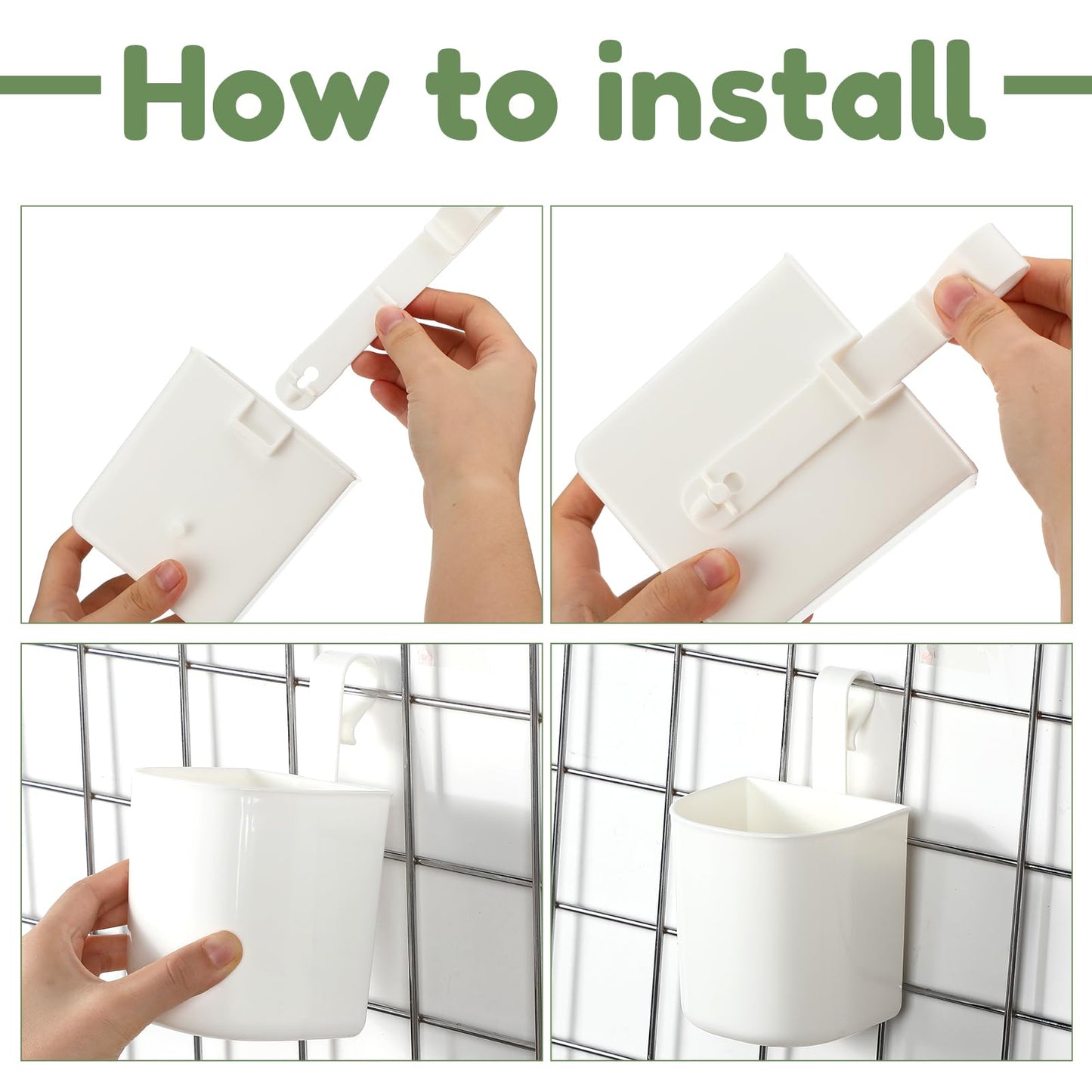 Threehoney 6 Pcs Grid Wall Baskets for Storage Grid Panel Accessories Hanging Bins Gridwall Cups for Kitchen and Bathroom, Hanging Baskets for Organizing, White