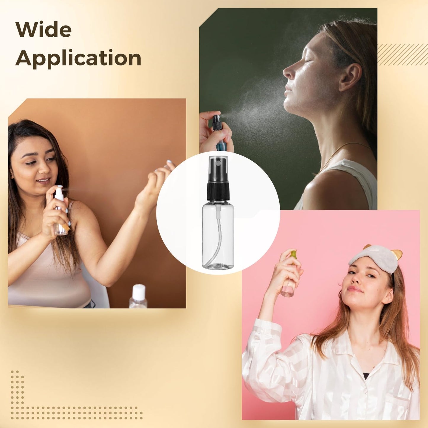 OMISTAR 100 PCS 1 oz Spray Bottles with 5 Funnels for Travel - Refillable Plastic Perfume and Liquid Dispensers, Adjustable Mini Small Spray Bottles Ideal for Fragrance, Water, and Cosmetic Use