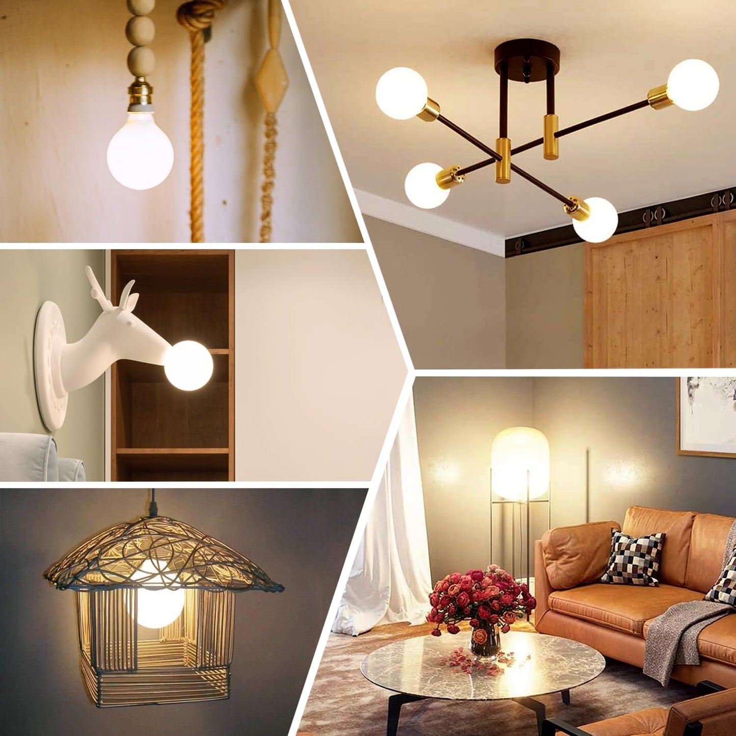 MEILUX 2 Pack G30(G95) Globe LED Light Bulbs, 5.5W Dimmable 50 Watt Equivalent LED Edison Bulbs, Warm White 2700K, 500LM, E26 Base, Milky LED Filament Bulbs for Vanity Bathroom Bedroom